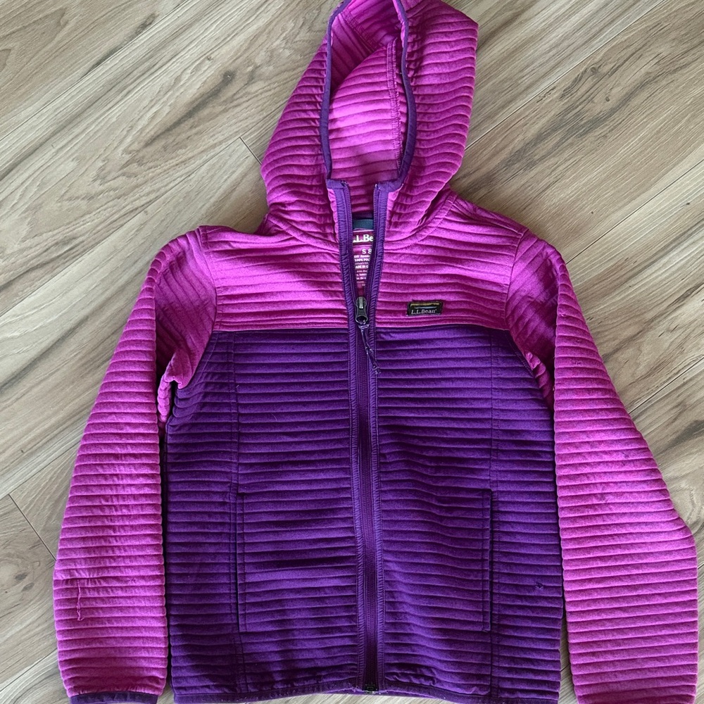 L.L. Bean Girls' Ombre Hooded Fleece Jacket - Pink & Purple